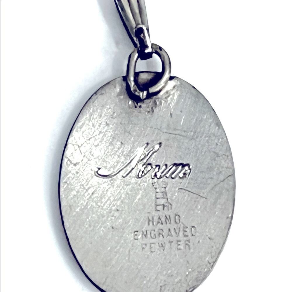 American Vintage PEWTER EARRINGS & PENDANT 3-pc Set Floral Mum Hand Engraved - Picture 4 of 4